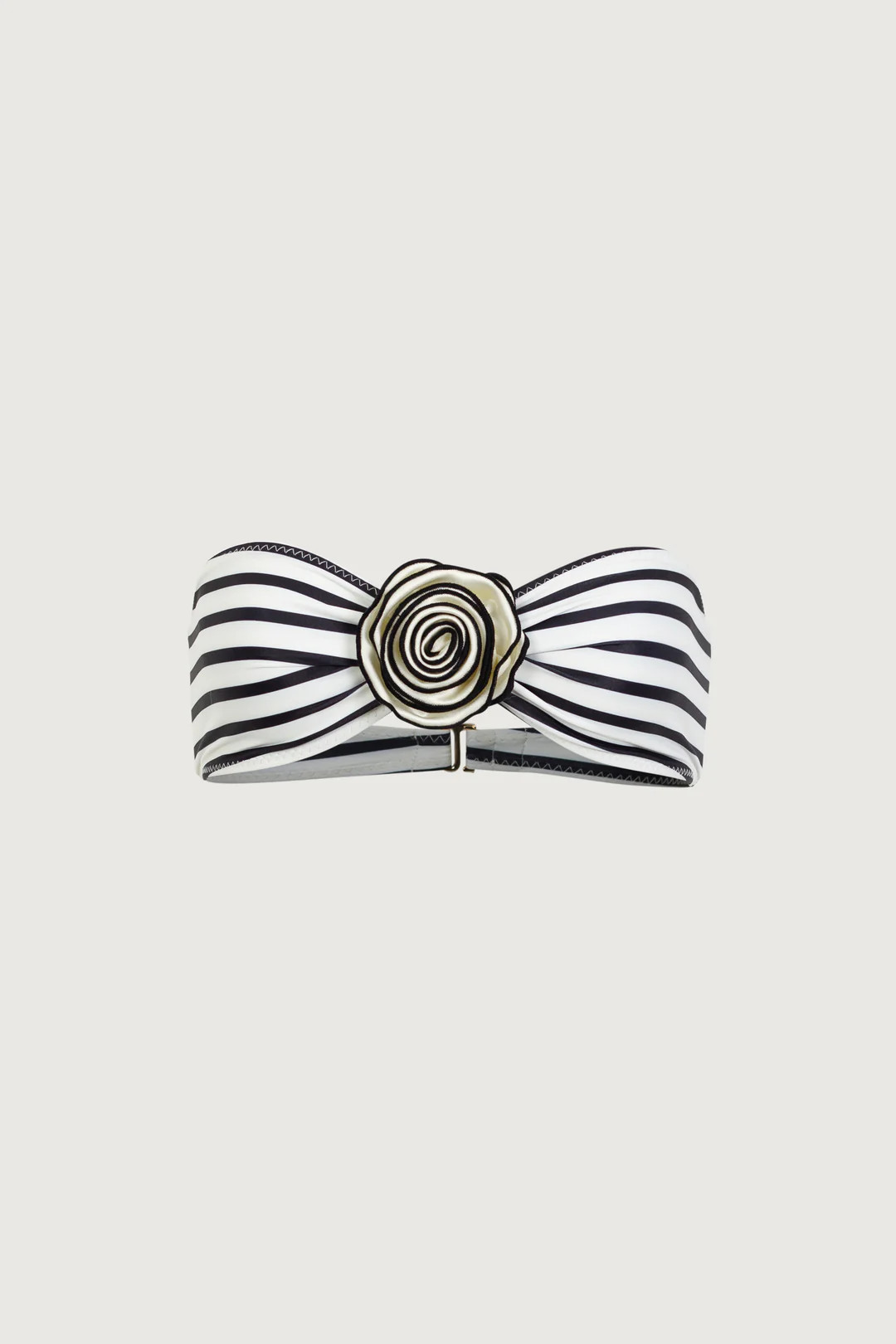 Rosette Bandeau Top (Cream Black Stripe) | SAME