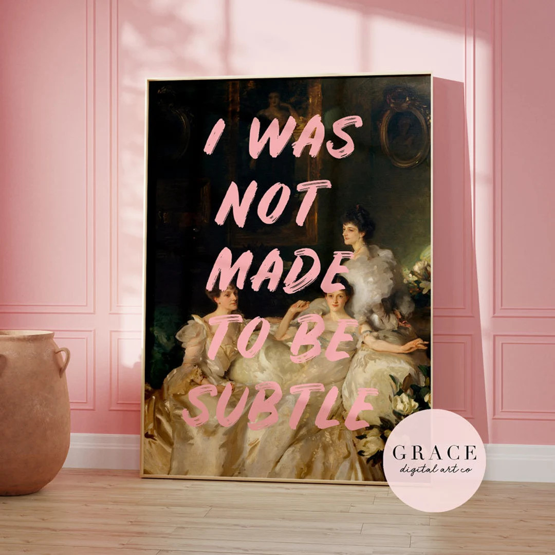 Feminist Print, Altered Art, Bedroom Print, Pink Print, Printable Wall Art, Digital Prints, Digit... | Etsy (US)