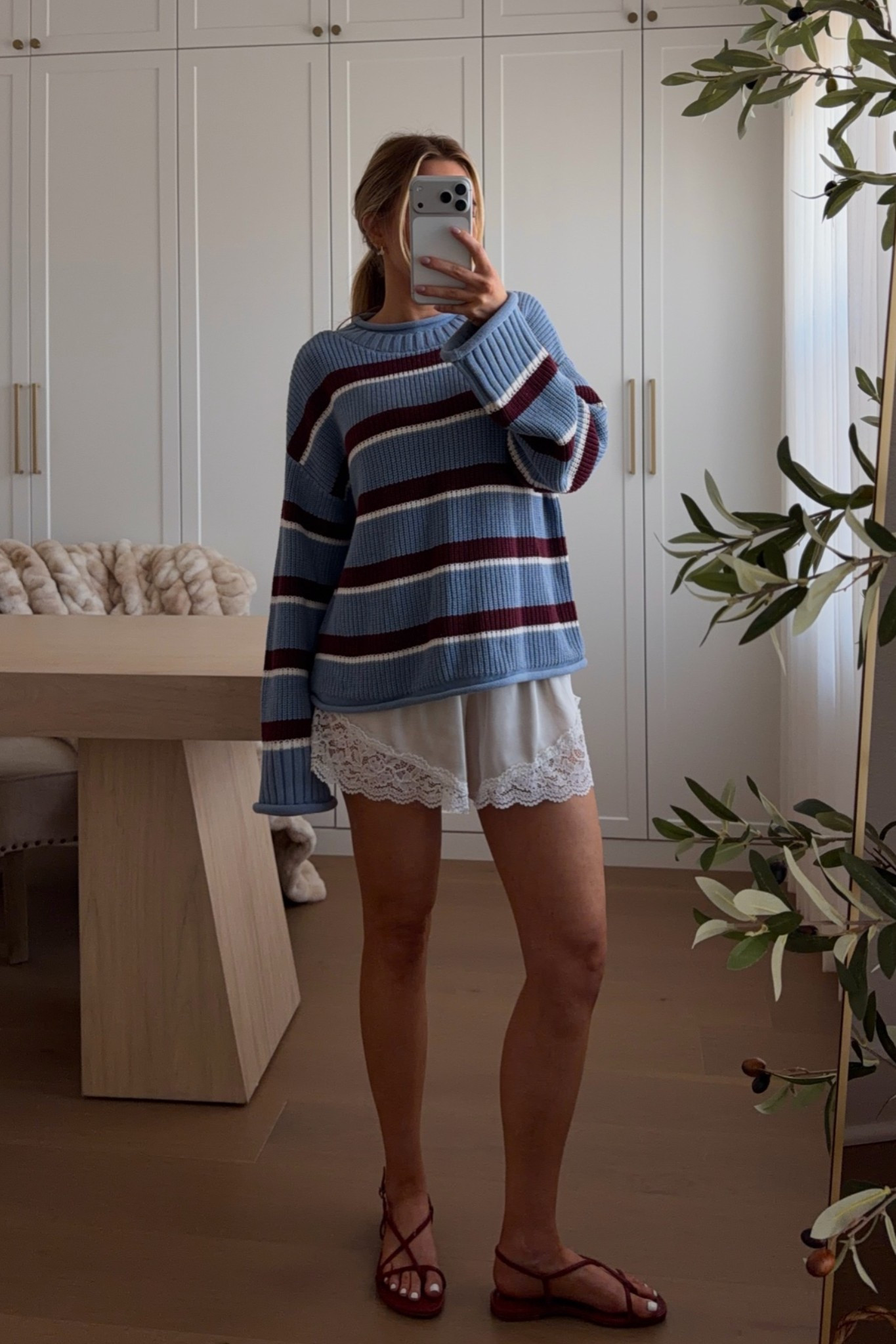 sweater: xs // shorts: small — they recently added my favorite striped sweater in new color options! I love it styled with shorts— the perfect transitional look. code: GOOGLEAF works at abercrombie this weekend!