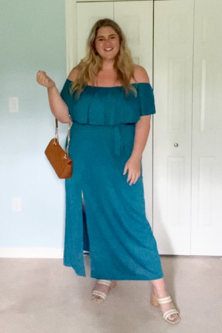 Teal Perfection 🌟 This off-the-shoulder dress is perfect for parties or a summer wedding! It’s super comfortable with a bit of stretch. I’m wearing the size 20! 

#LTKcurves #LTKunder50 #LTKstyletip