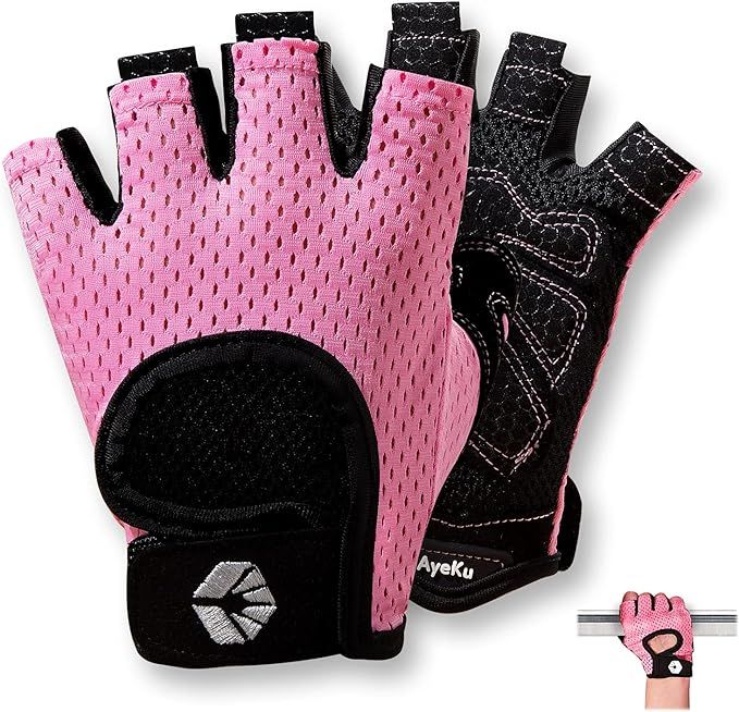 AyeKu Workout Gloves for Men & Women Gym Exercise Gloves Fingerless Gloves Full Palm Protection, ... | Amazon (US)