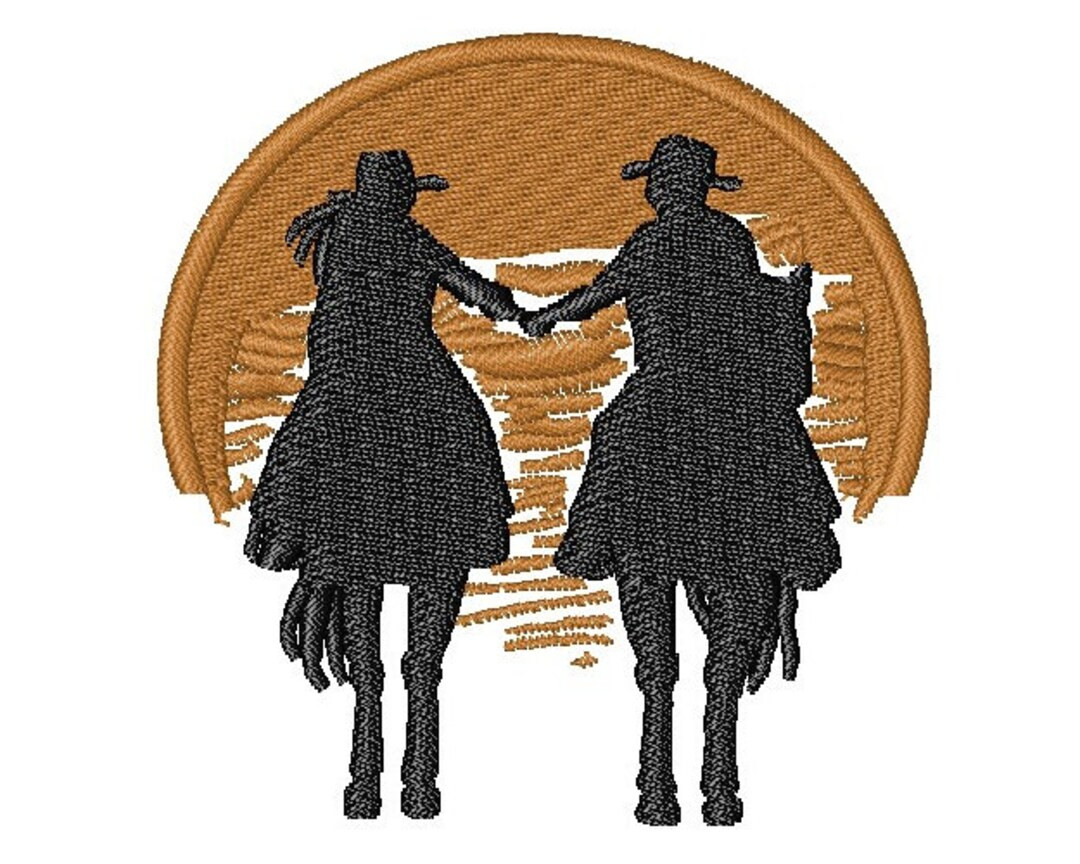 Cowboy and Cowgirl Sunset Machine Embroidery Design - Etsy | Etsy (US)