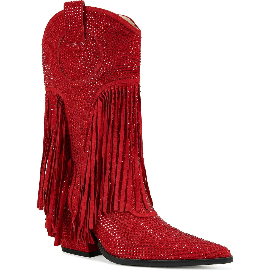 AZALEA WANG Greia Pointed Toe Western Boot in Red at Nordstrom, Size 8.5 | Nordstrom
