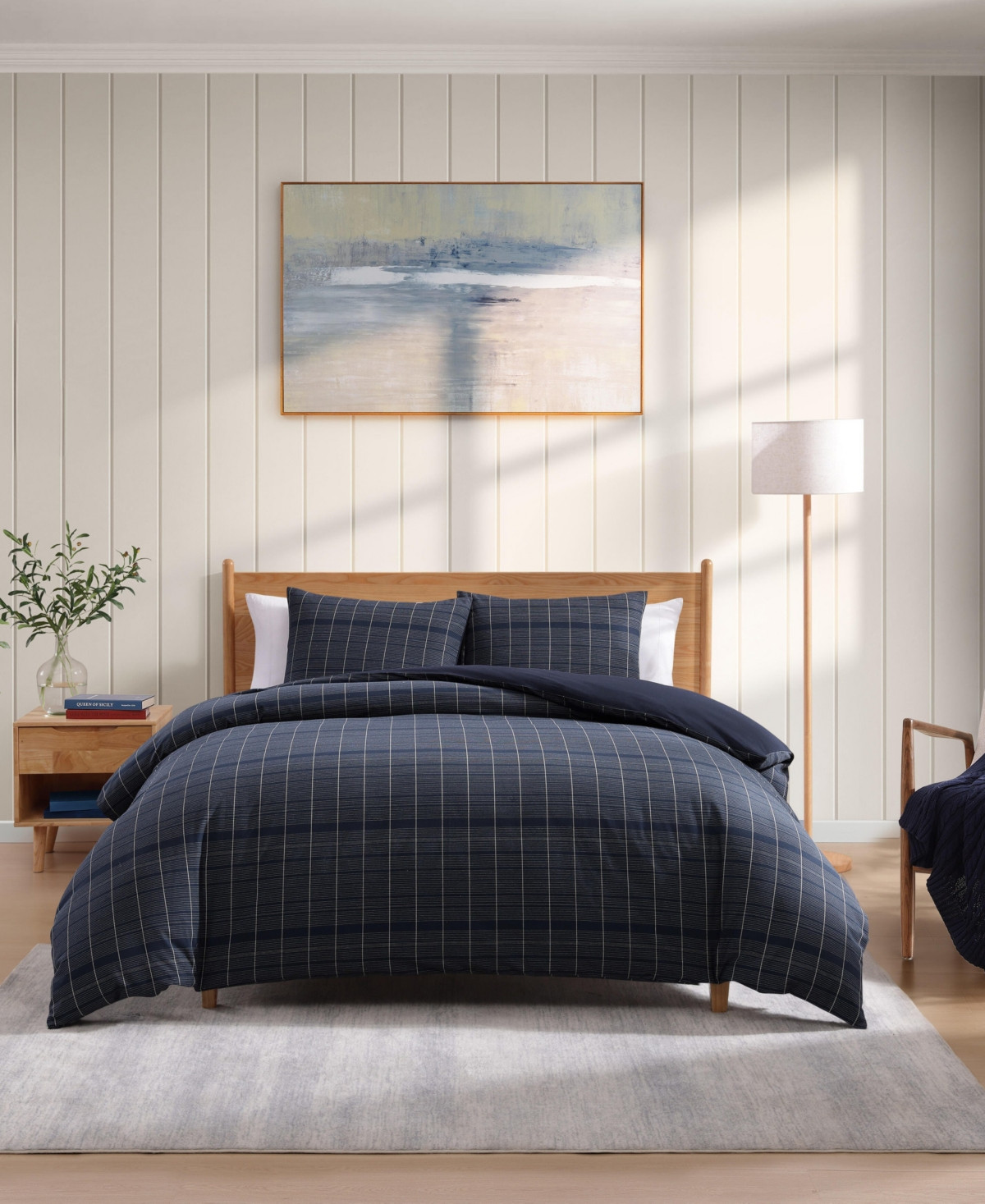 Tommy Hilfiger Cold Spring Yarn Dyed Cotton Blend 3-Pc. Duvet Cover Set, King - Dark Blue | Macy's