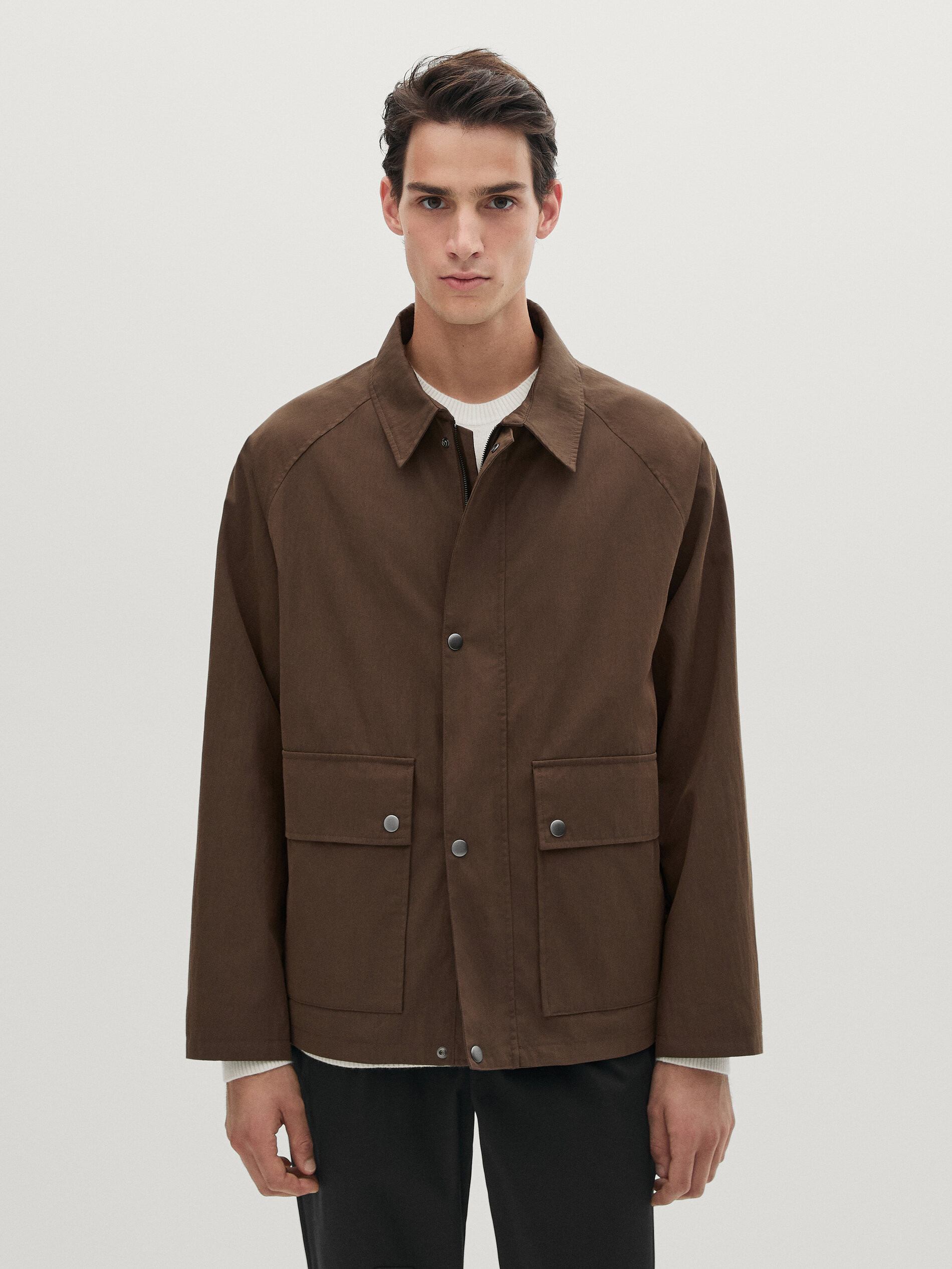 Cotton jacket with snap buttons | Massimo Dutti US