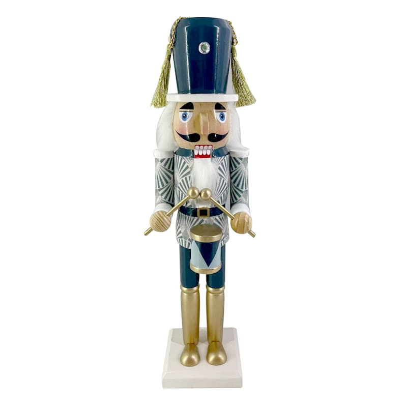 Teal Print Nutcracker, 15" | At Home