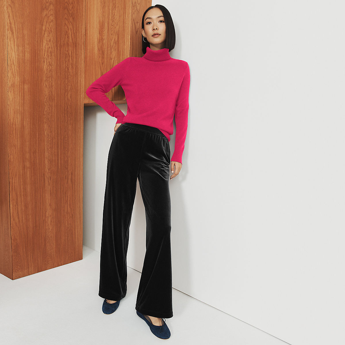 Women's Starfish Velvet High Rise Wide Leg Pull On Pants | Lands' End (US)