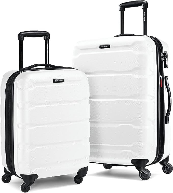 Samsonite Omni PC Hardside Expandable Luggage with Spinner Wheels, White, 2-Piece Set (20/24) | Amazon (US)