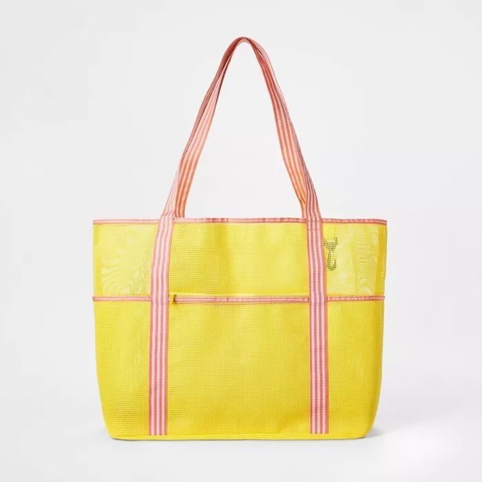 Beach Bag with Pockets Yellow - Sun Squad™ | Target