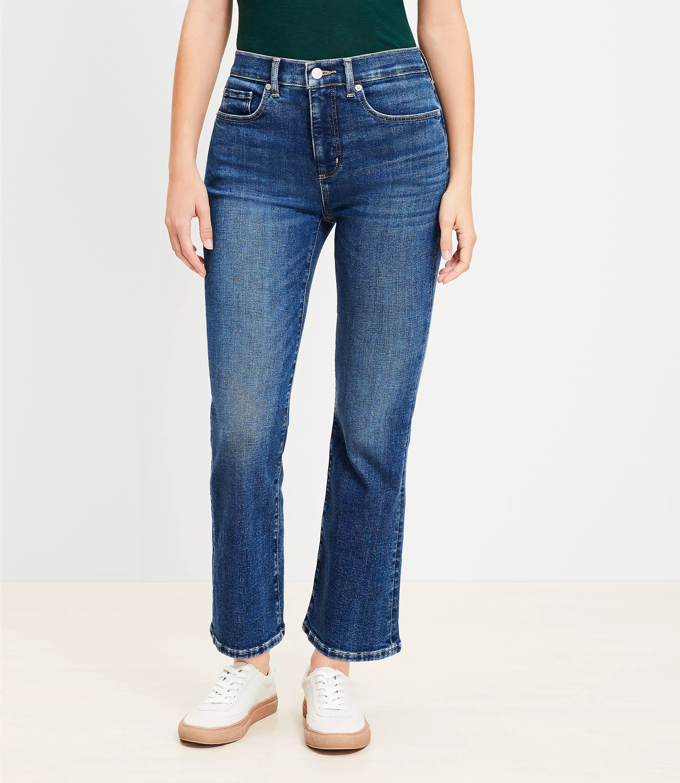 Curvy High Rise Kick Crop Jeans in Authentic Vintage Mid Wash | LOFT