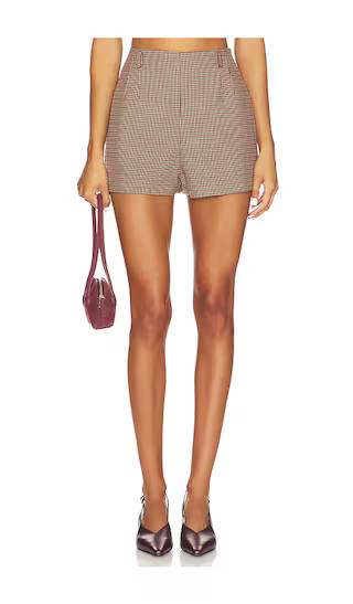 Gisselle Shorts in Brown Wine Plaid | Revolve Clothing (Global)