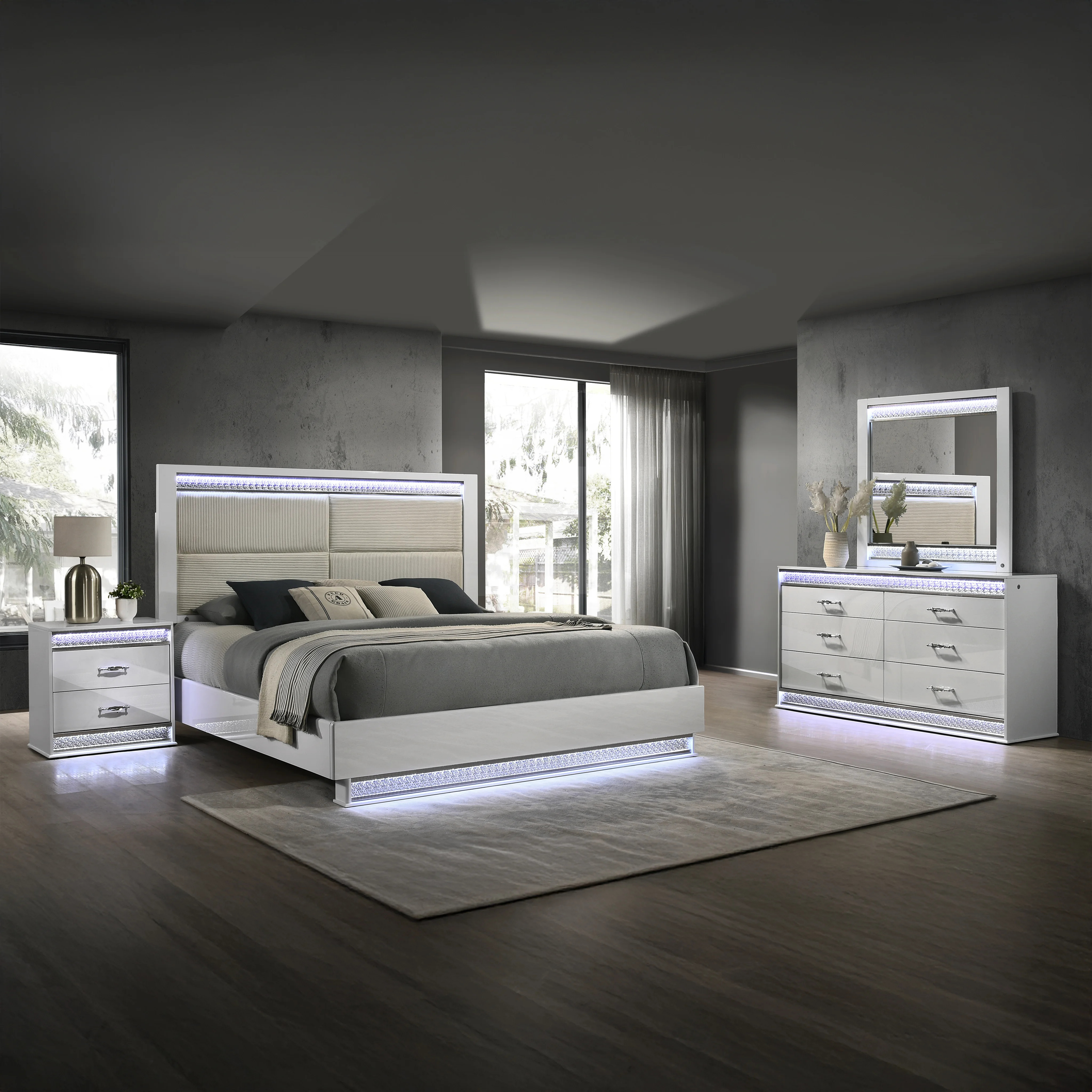 Lashell 5PC Upholstered Bedroom Set with LED Lighting | Wayfair North America