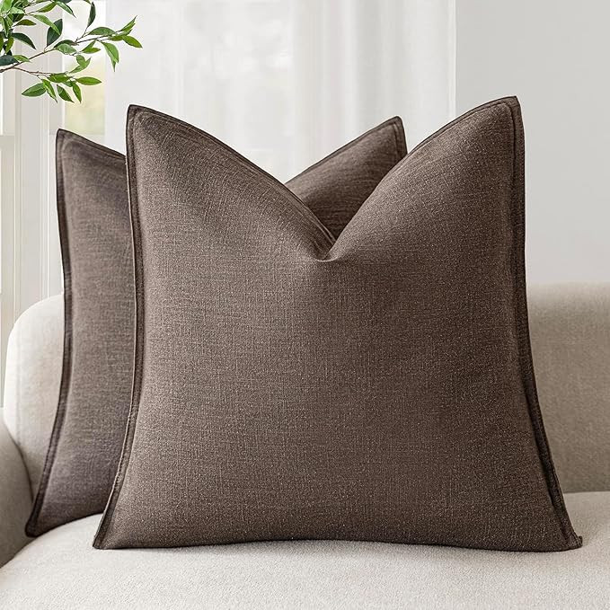 Foindtower Pack of 2, Decorative Linen Soild Throw Pillow Covers Soft Accent Cushion Case Boho Fa... | Amazon (US)