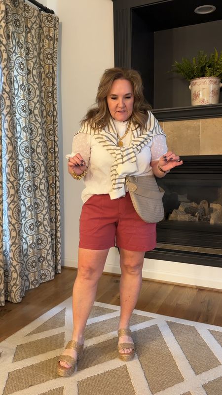 Spanx stretch twill shorts size XL 10% off code NANETTEXSPANX 
air essentials crew sweatshirt size XL

A white blouse you’ll reach for over and over. Size L. 10% off code NANETTE10

Summer outfit over 50 shorts 

#LTKfindsunder100 #LTKover40 #LTKmidsize