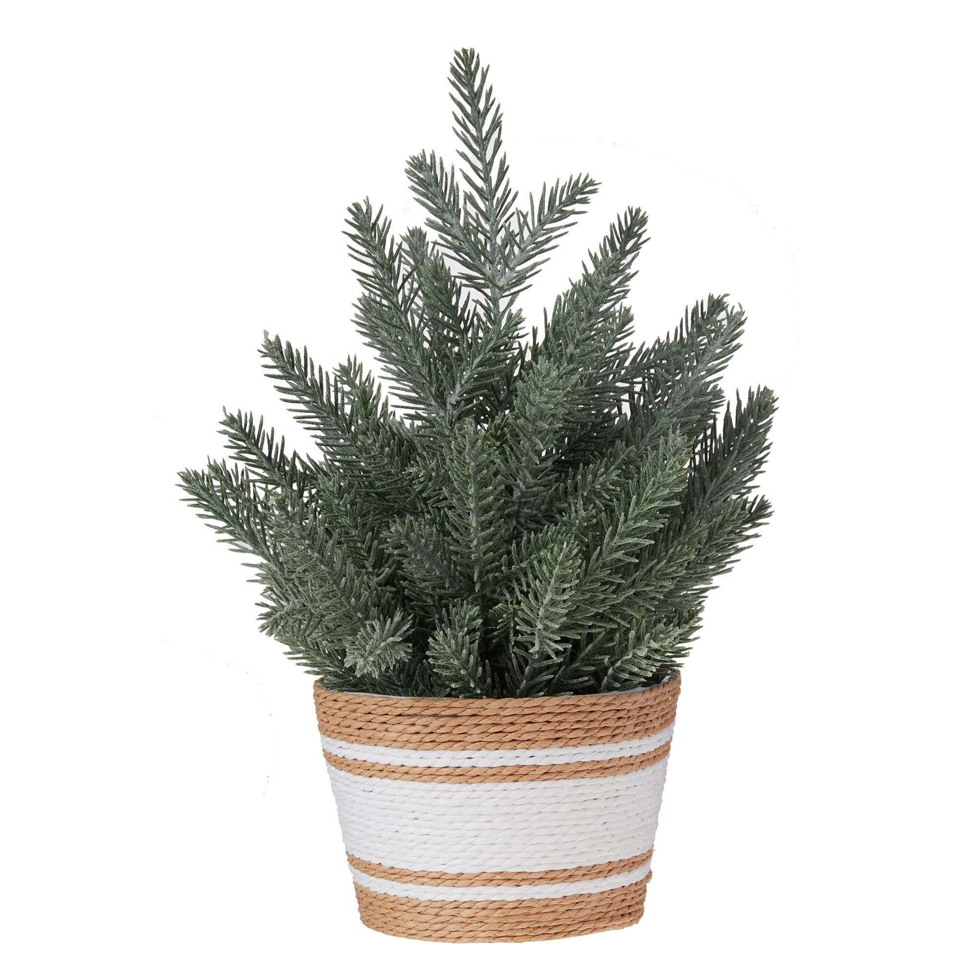 Holiday Time Artificial Pine Tree in Straw Bag Pot, 16" | Walmart (US)