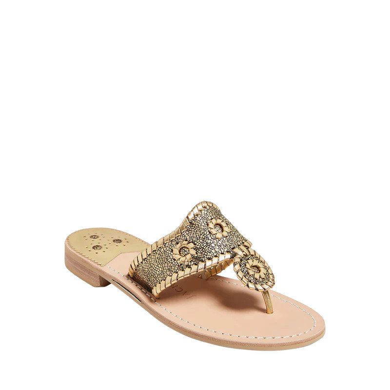 Crackled Metallic Jacks Flat Sandal | Jack Rogers