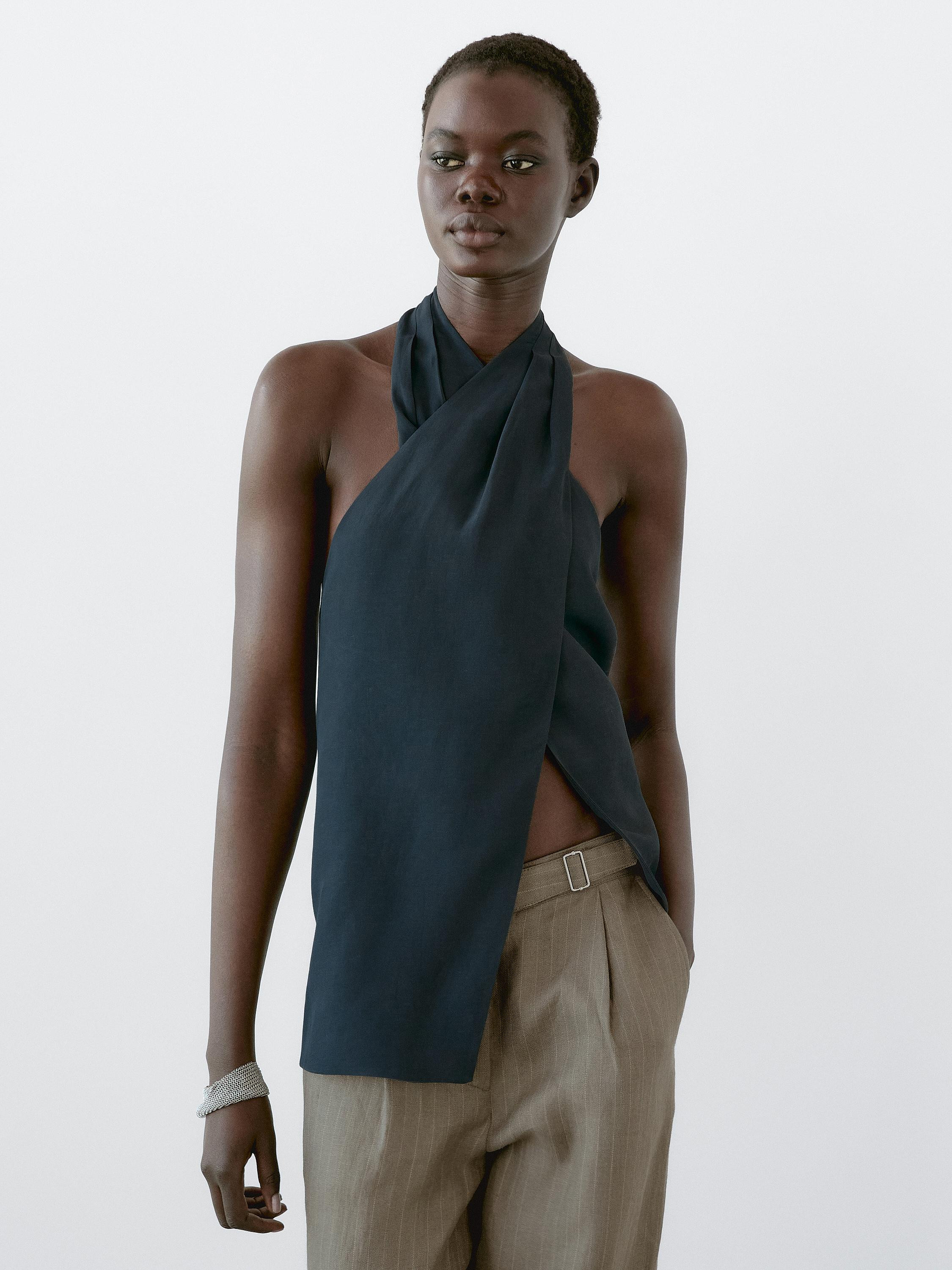 Halter neck back neckline top | Massimo Dutti US