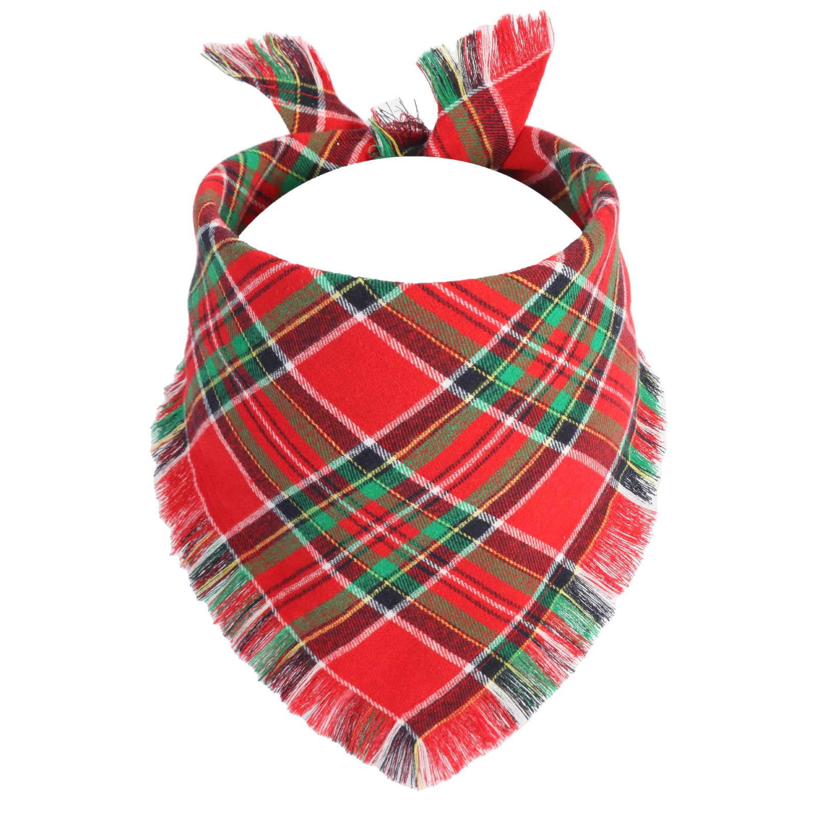 Christmas Dog Bandanas 1PCS-XLarge, Red Plaid Scarf with Tassels Edges, Reversible Triangle Bibs ... | Amazon (US)
