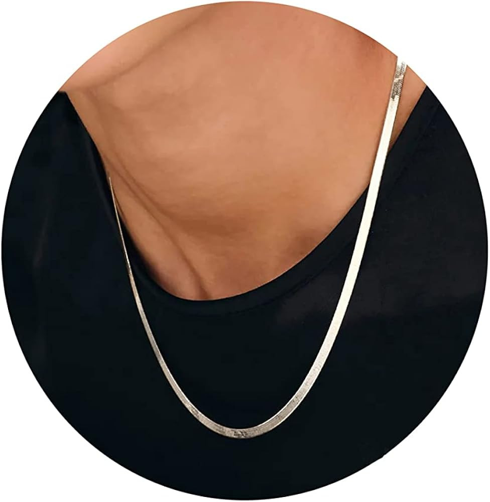 DEARMAY 14K Gold Necklaces for Women, Dainty Gold Herringbone Choker Necklace for Women Thin Laye... | Amazon (US)