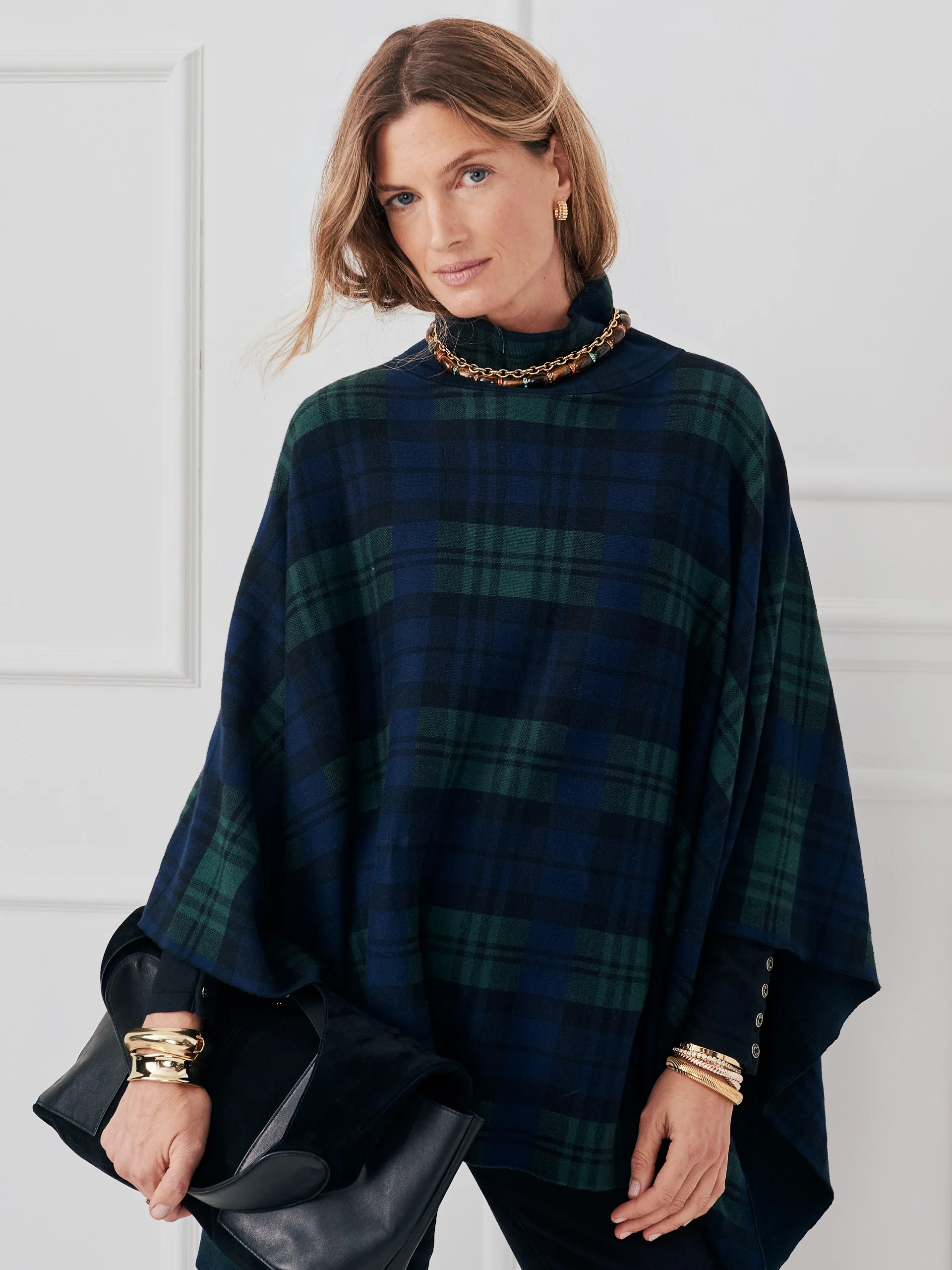 Zora Poncho in Black Watch | J.McLaughlin