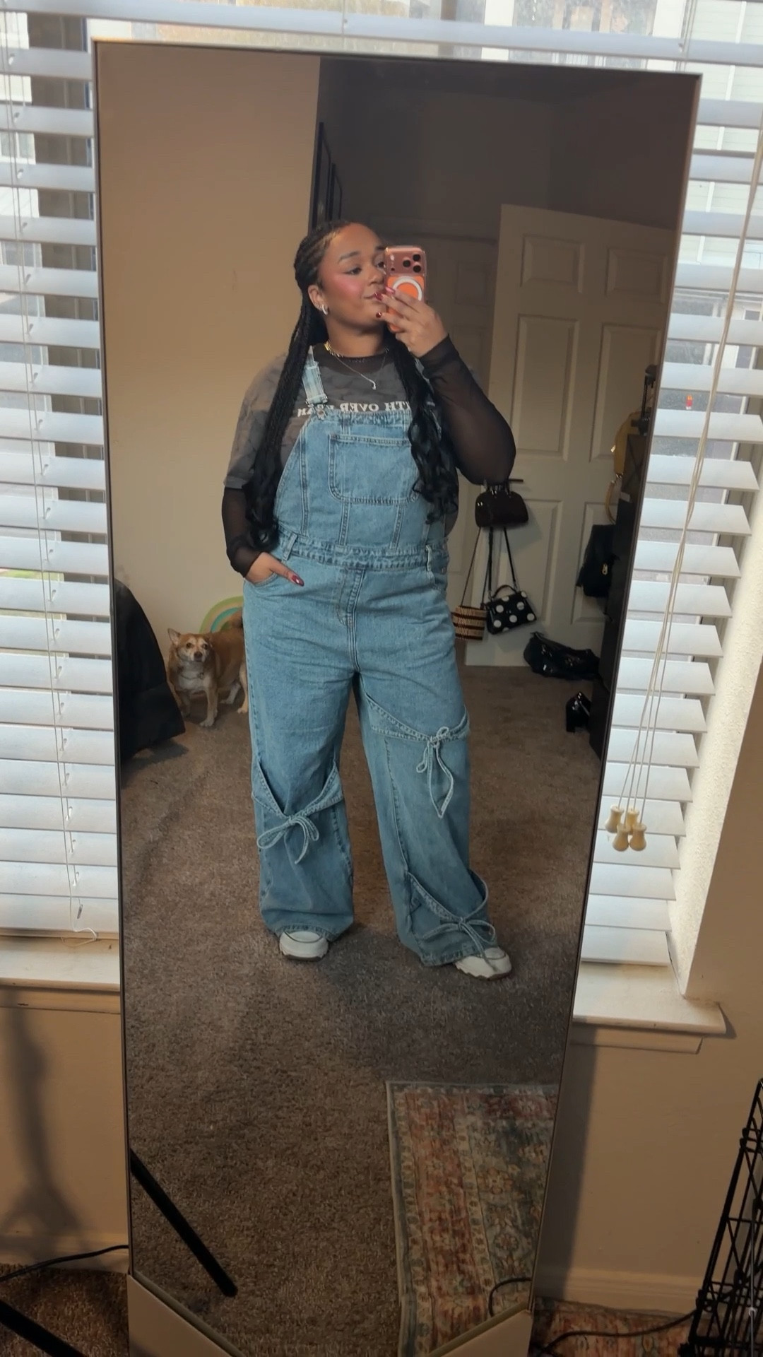 I don’t know why bows make everything feel a little fancier, but here we are. Baggy overalls are still my go-to for basically everything.

#LTKPlusSize #LTKHoliday #LTKPetite