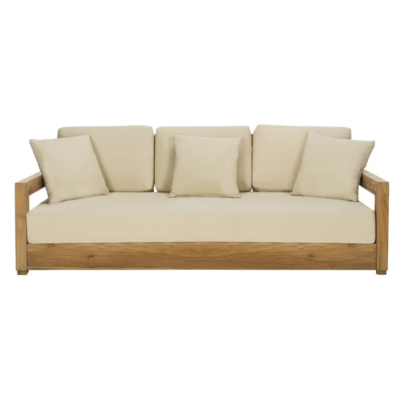 Melrose 76.8'' Wide Outdoor Teak Patio Sofa with Cushions | Wayfair North America