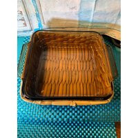 Anchor Ovenware Casserole Dish With Basket - Square Brownish Clear 8x8x2.25 Basket in Excellent Condition | Etsy (US)