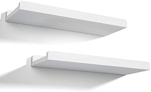 Love-KANKEI Floating Shelves Wall Mounted Set of 2, 17 Inch Rustic Wood Wall Shelves for Storage, Be | Amazon (US)