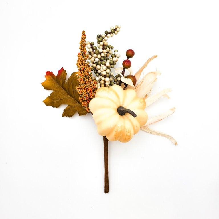 Way to Celebrate Harvest White Foam Pumpkin Decoration Pick, 9" - Walmart.com | Walmart (US)