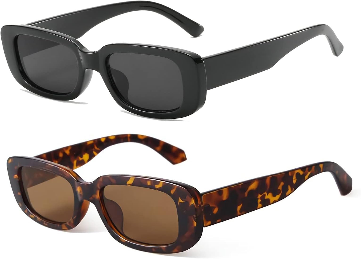Women Rectangle Sunglasses 90's Vintage Retro Fashion Square Wide Sun Glasses UV400 | Amazon (CA)