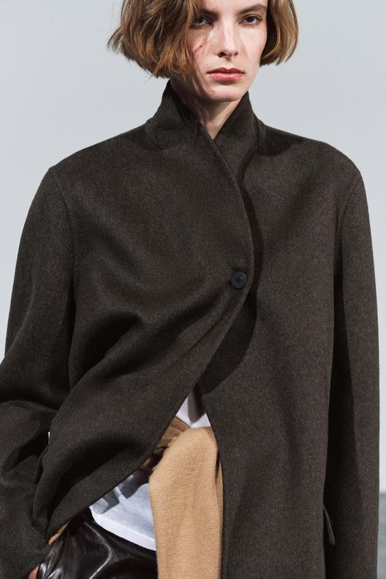 Zara - Zw Collection Wool-Blend Oversized Blazer - Brown - L - Woman | Zara US
