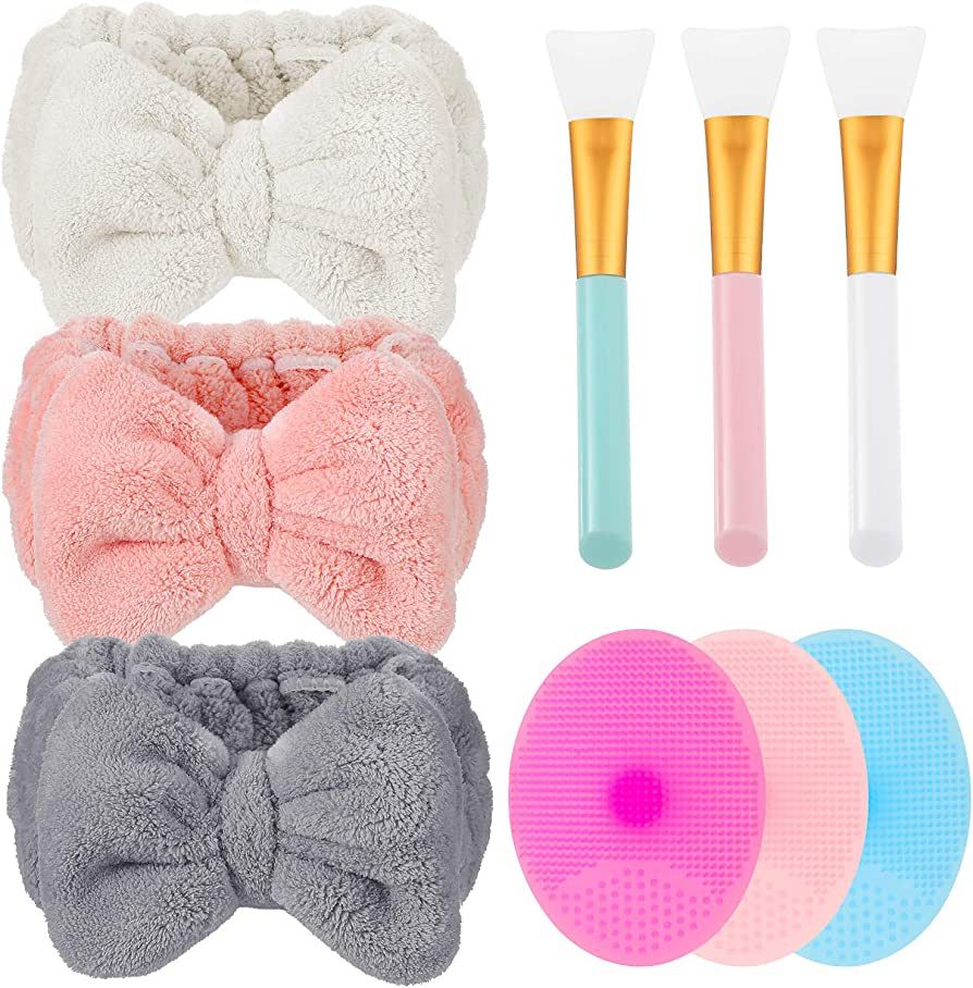 3 Pieces Microfiber Bowtie Headbands Wash Face Headband Spa Headband Makeup Hair Band, 3 Pieces F... | Amazon (US)
