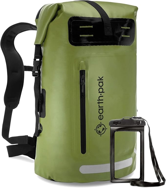 Earth Pak Waterproof Backpack 35L / 55L / 85L sizes with Roll-Top Closure, Front Pocket, Cushione... | Amazon (US)