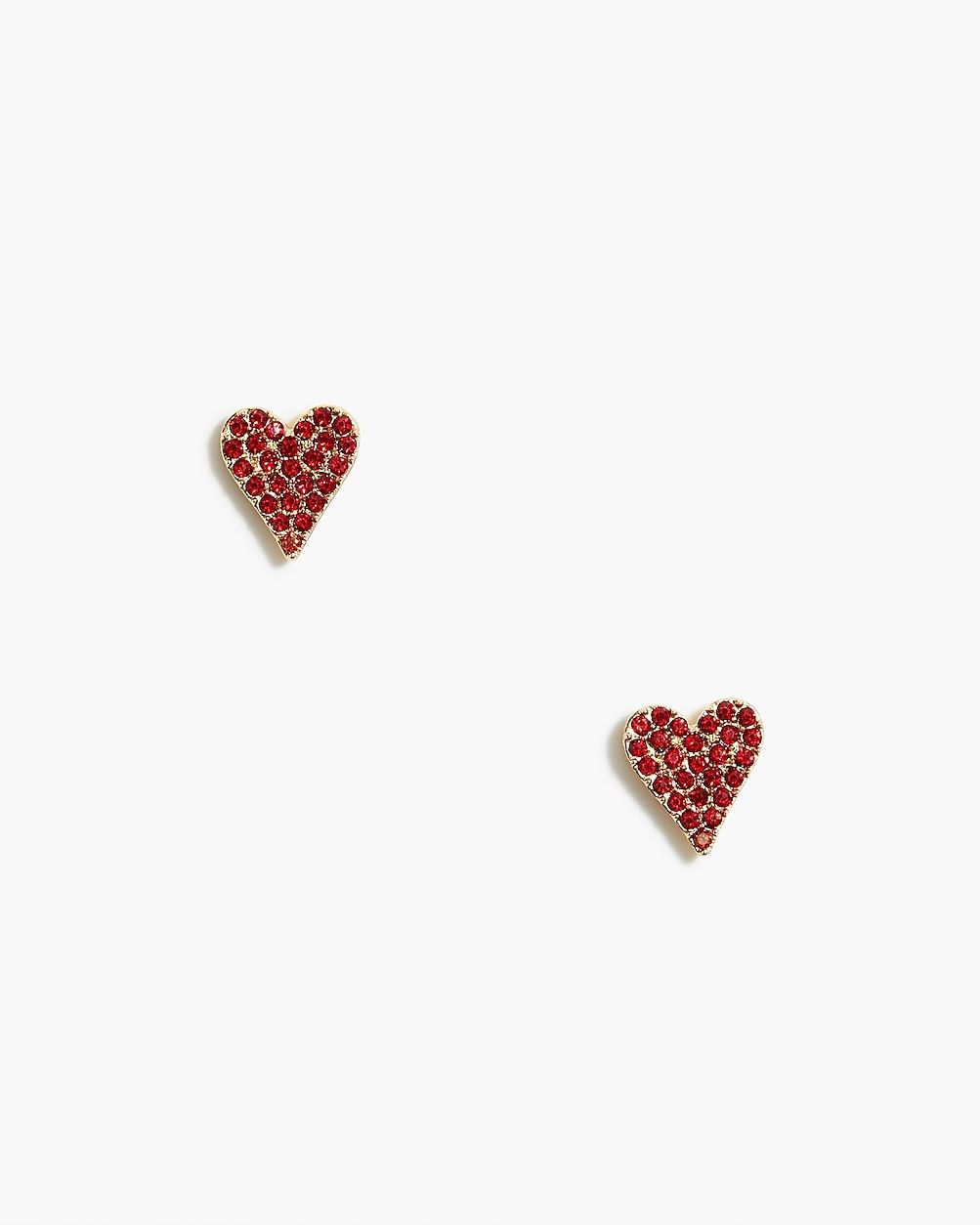 Pavé crystal heart stud earrings | J.Crew Factory