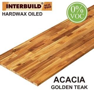 Solid Acacia 6 ft. L x 25.5 in. D x 1 in. T, Butcher Block Countertop, Golden Teak | The Home Depot