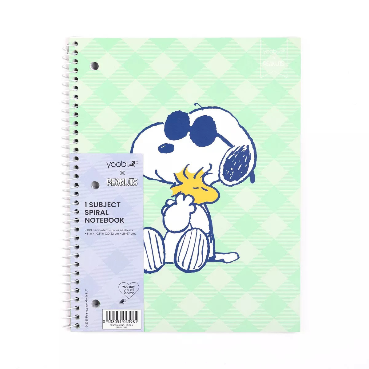 Yoobi Peanuts 1 Subject Notebooks 8"x10.5" Wide Ruled Green Joe Cool Woodstock, School Supplies | Target