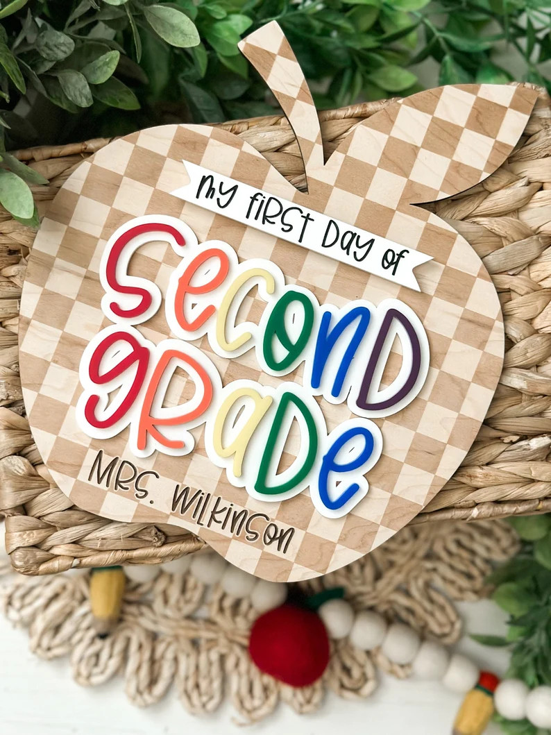 Apple Classroom Sign, Teacher Prop, Interchangeable Teacher Prop, Classroom Decor, First Day, Las... | Etsy (US)