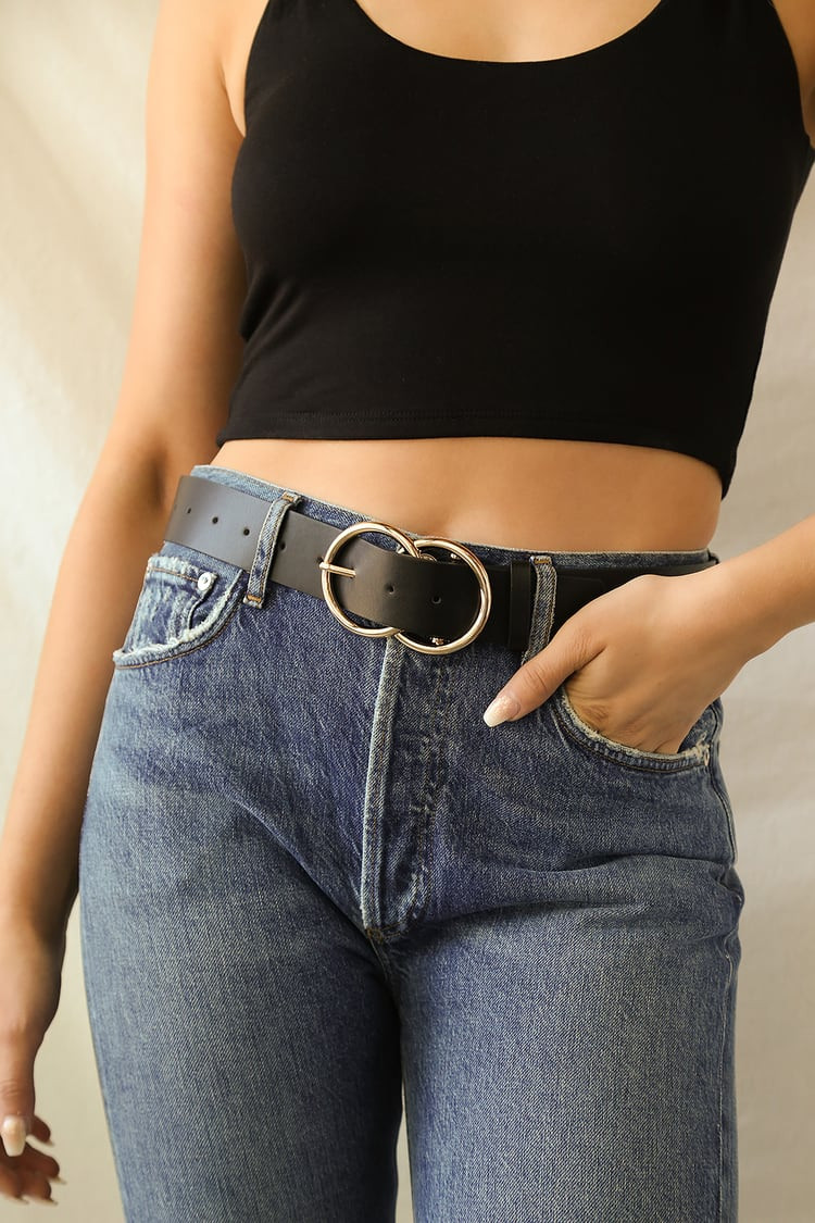 Double Oh Heaven Black Double Buckle Belt | Lulus