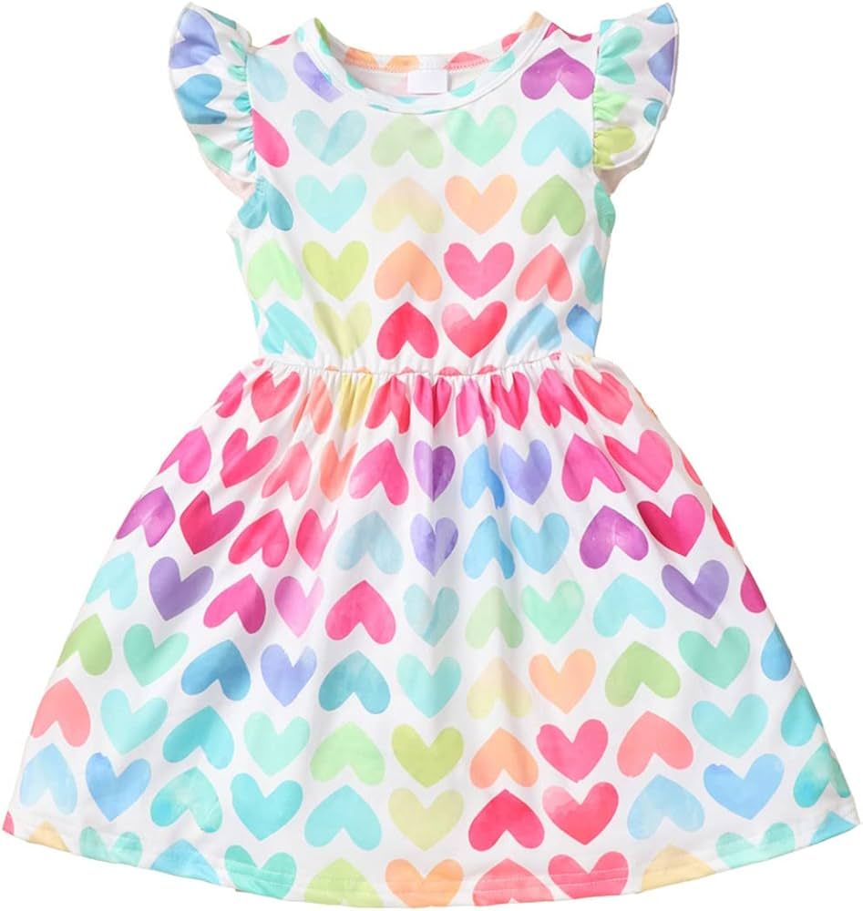 Baby Girls Dress Unicorn Casual Flutter Sleeve Swing Sundress Birthday Party Summer Playwear Dres... | Amazon (US)