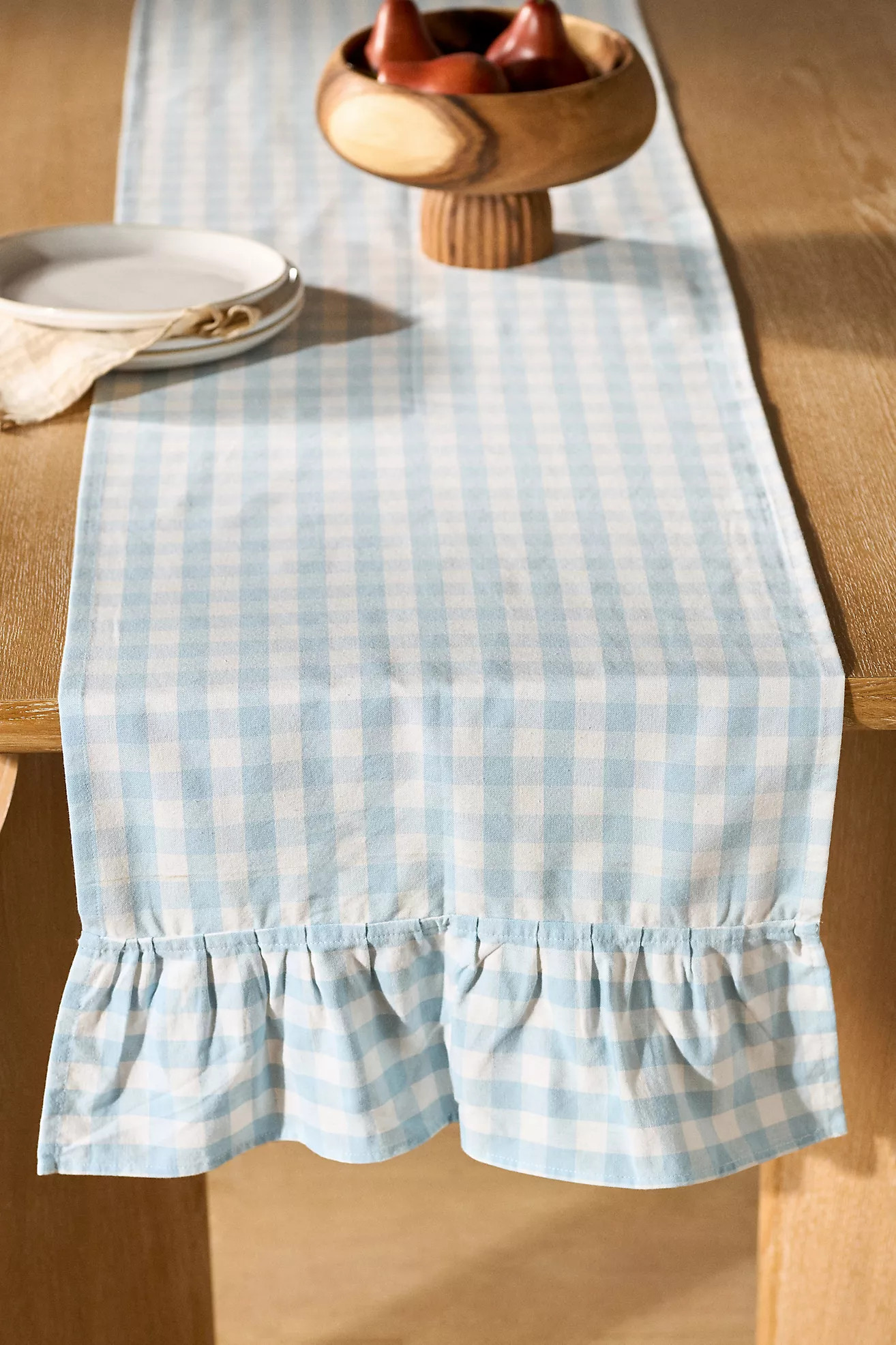 Galley & Fen Ruffled Gingham Table Runner | Anthropologie (US)