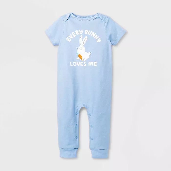 Baby Boys' Bunny Romper - Cat & Jack™ Periwinkle Blue | Target