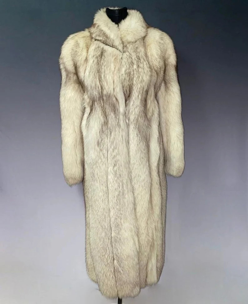 Vtg Alan Cherry Blue Fox Full Lenght Coat Impressive Haute Couture Piece in Very Good Condition F... | Etsy (US)