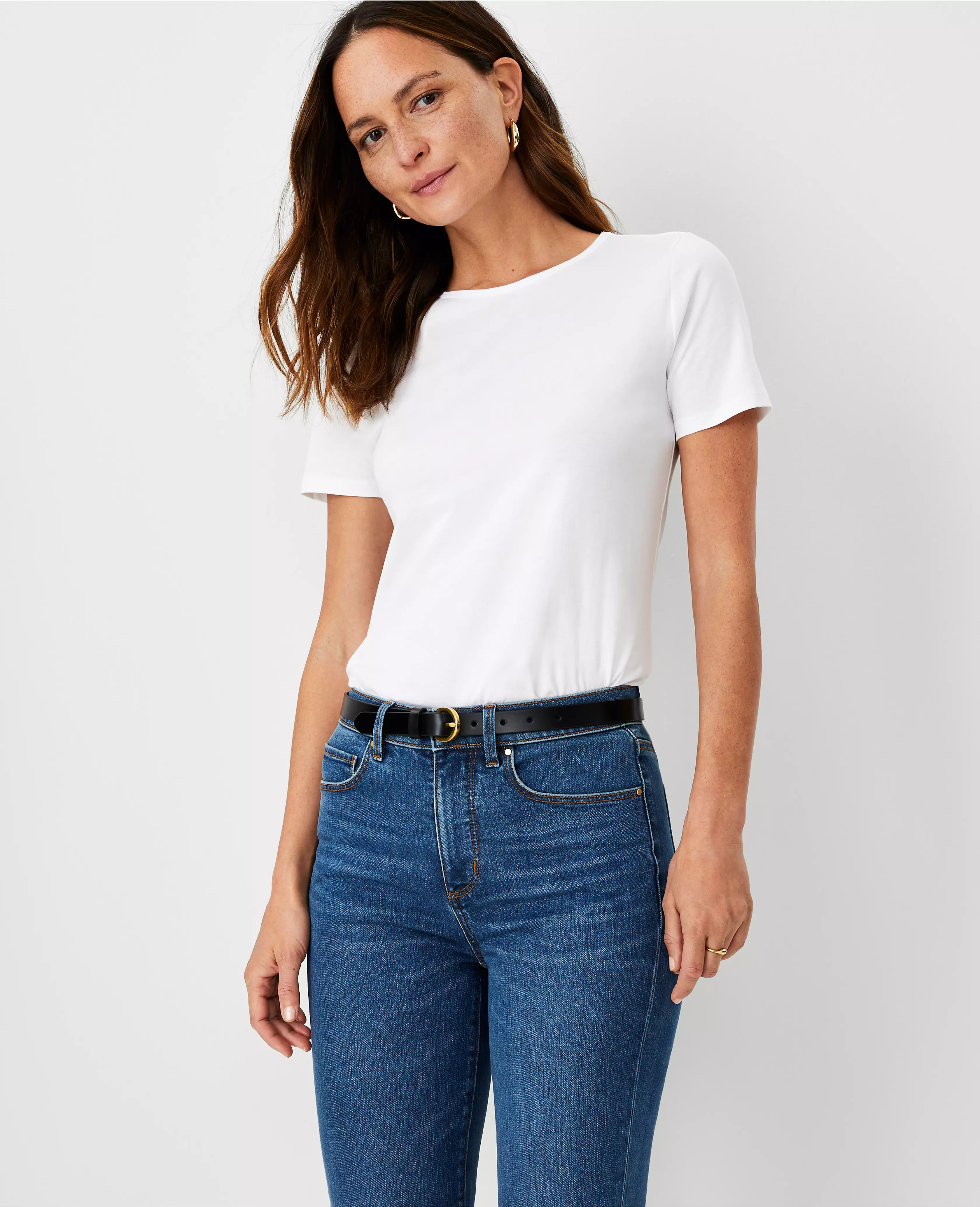 Pima Cotton Crew Neck Tee | Ann Taylor (US)