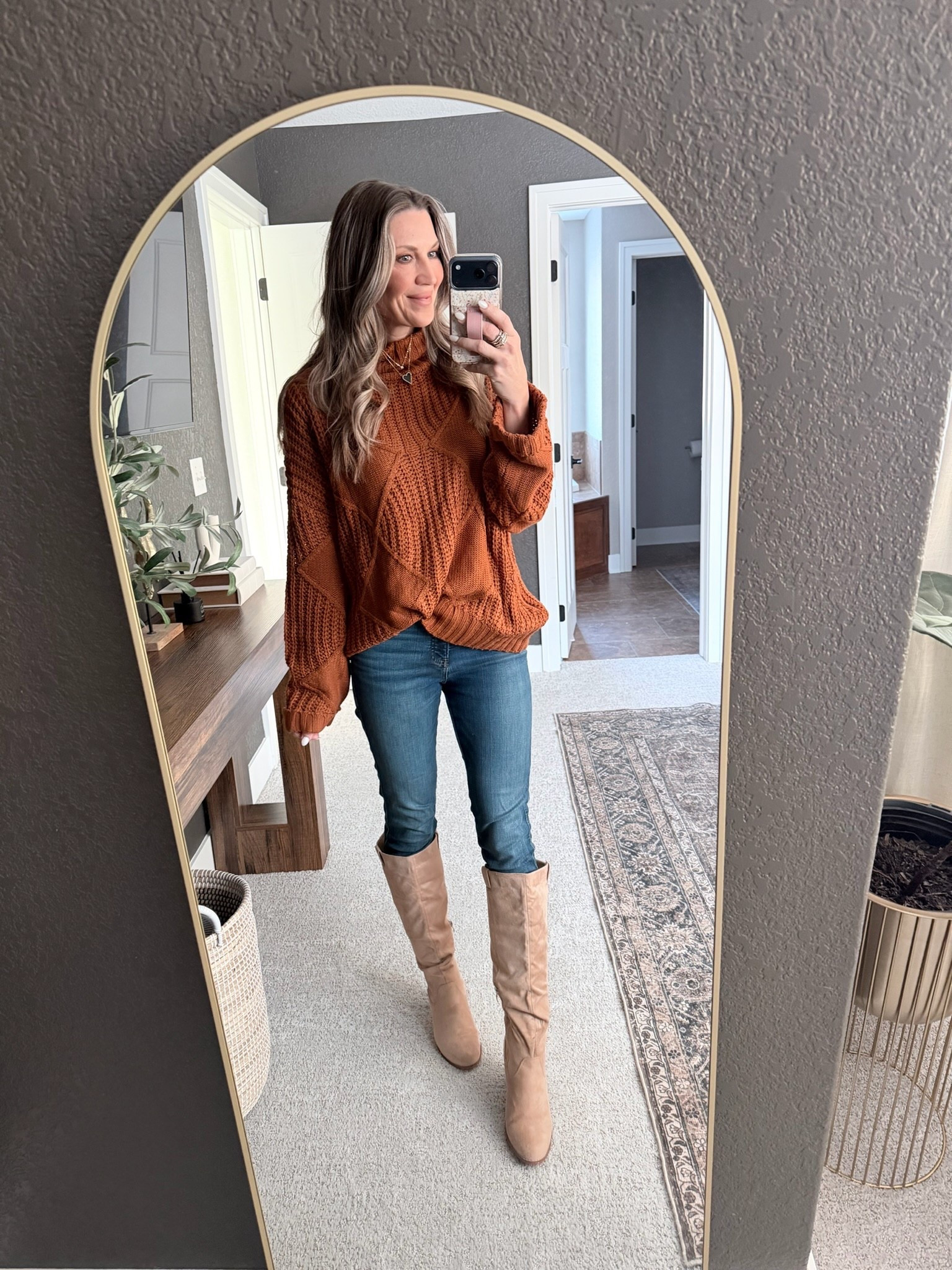 Sunday OOTD! 

Obsessed with this cozy rust knit sweater paired with classic blue jeans and tan knee-high boots. This is one of those easy fall outfits that works for everyday wear, date night, errands, or casual workdays. The textured sweater adds interest while still being comfortable, and these neutral boots go with everything all season long. Effortless, cozy, and timeless fall / winter fashion! 

fall outfit, fall outfit ideas, cozy fall outfit, rust sweater outfit, knit sweater outfit, knee high boots outfit, neutral fall fashion, everyday fall style, casual fall outfit, women’s fall fashion, fall wardrobe staples, classic fall outfit

#LTKOver40 #LTKootd #LTKgrwm