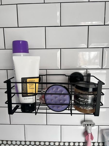 Bathroom storage for the shower. Shower caddy with suctions. Also one of my favorite face soaps for hydration made with snail mucin. 
Bathroom
Bathroom storage 
Organizer 
Organization

#LTKfindsunder50 #LTKhome #LTKfindsunder100