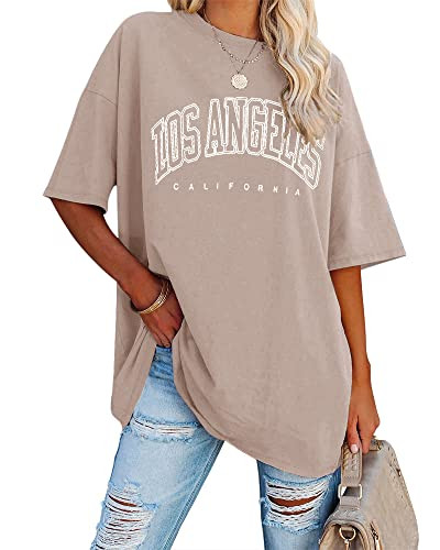 Fazortev Womens Oversized Los Angeles California Graphic T Shirts Half Sleeve Summer Loose Casual... | Amazon (US)