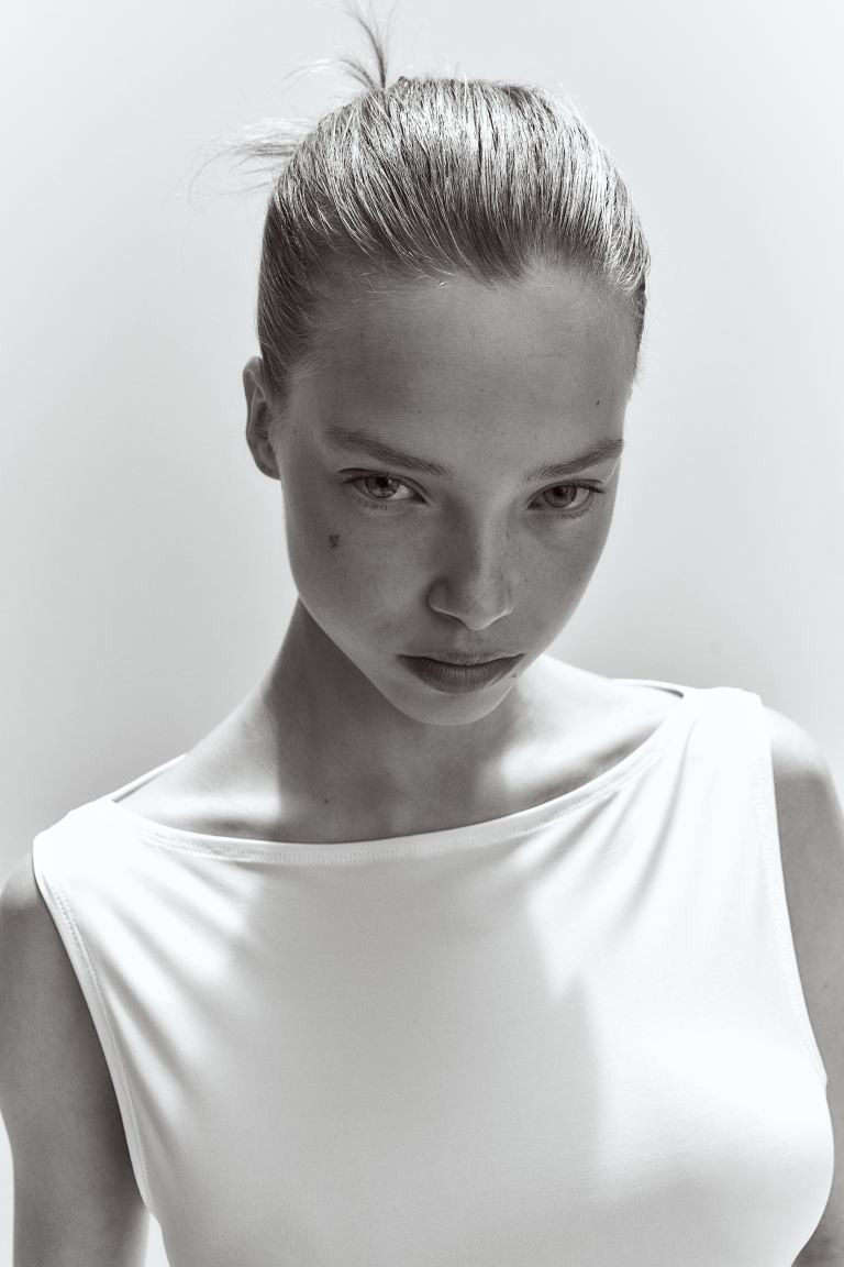 Boat-neck Tank Top - Boat Neck - Sleeveless - White - Ladies | H&M US | H&M (US + CA)