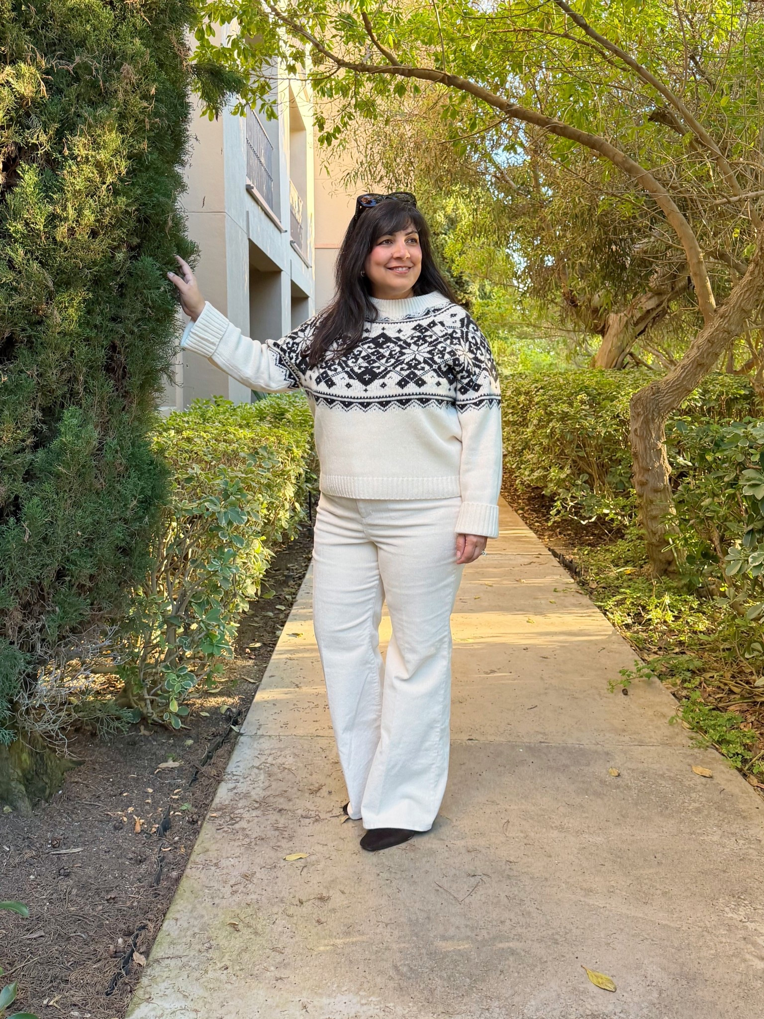 Winter white is trending and I’m loving this all winter white look with this cozy and warm fair isle sweater and corduroy wide leg pants. Classic pieces that can be worn for years to come and great additions to a winter capsule wardrobe. 

J. Crew sweater size large and pants size 32 Petite. Madewell suede boots. Prada sunglasses. 

#LTKOver40 #LTKPetite #LTKMidsize