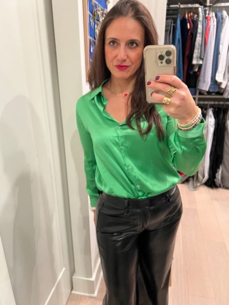 Who doesn’t need a green silky blouse??? 

#LTKMostLoved #LTKstyletip #LTKSpringSale