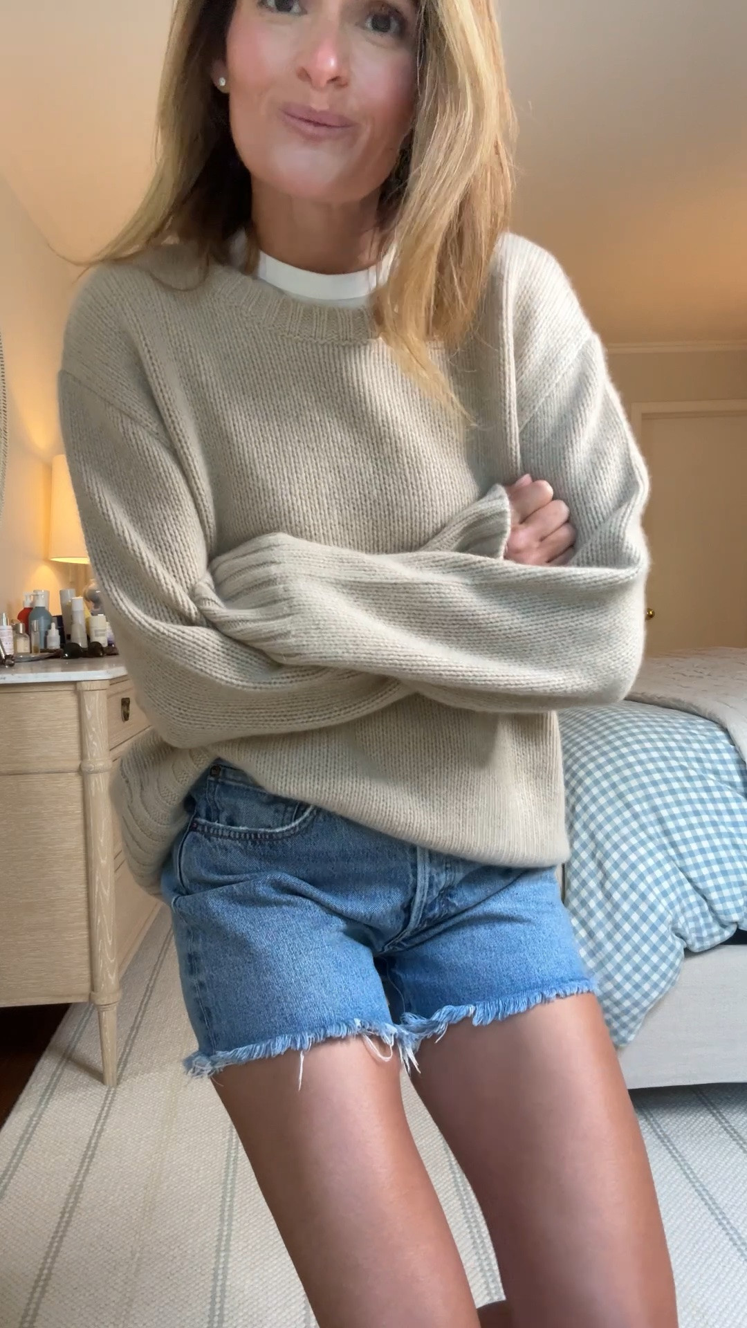 Sweater: runs tts in a small. Shorts: sized up 1 to a 26, shoes: run tts. Tee: runs tts in a small

#LTKdayinmylife #LTKgrwm #LTKootd